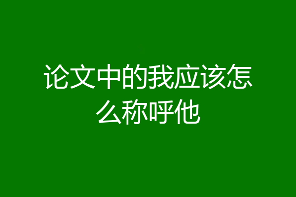 论文中的我应该怎么称呼他