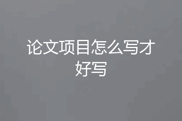 论文项目怎么写才好写