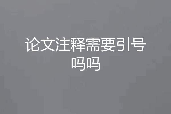 论文注释需要引号吗吗