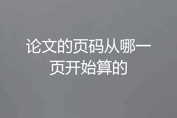 论文的页码从哪一页开始算的