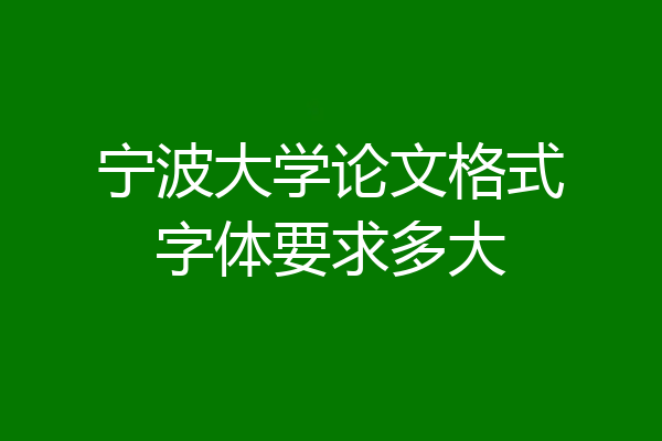 宁波大学论文格式字体要求多大