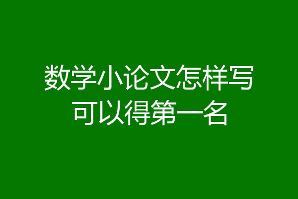 数学小论文怎样写可以得第一名