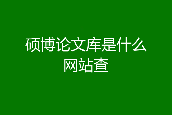 硕博论文库是什么网站查