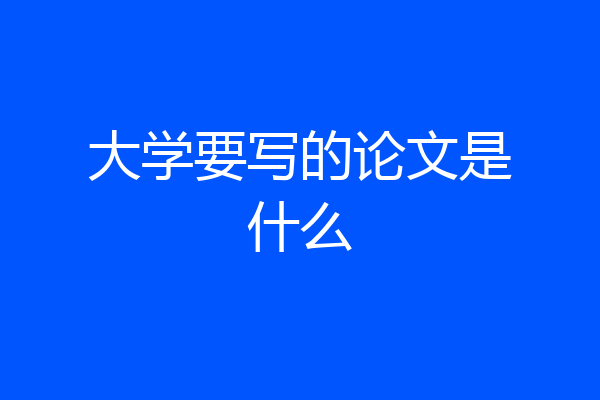 大学要写的论文是什么