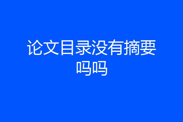 论文目录没有摘要吗吗