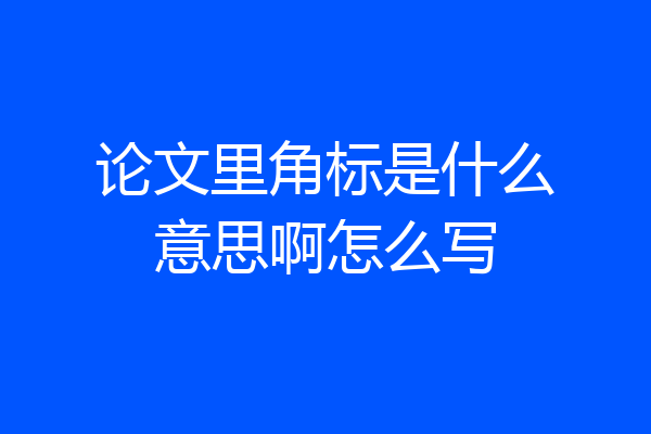 论文里角标是什么意思啊怎么写