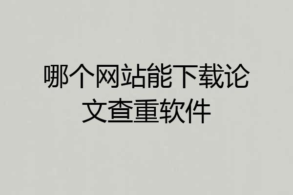 哪个网站能下载论文查重软件