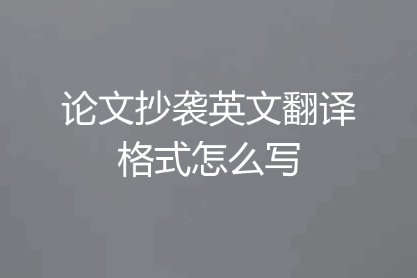 论文抄袭英文翻译格式怎么写
