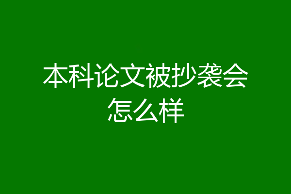 本科论文被抄袭会怎么样