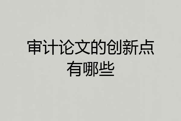 审计论文的创新点有哪些
