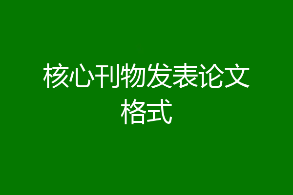 核心刊物发表论文格式