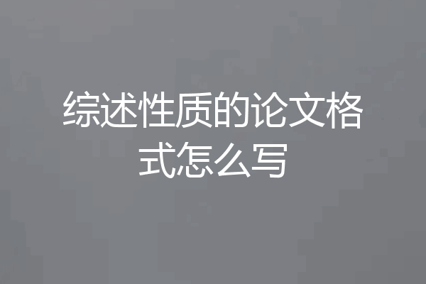 综述性质的论文格式怎么写