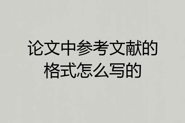 论文中参考文献的格式怎么写的