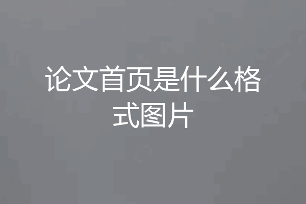 论文首页是什么格式图片