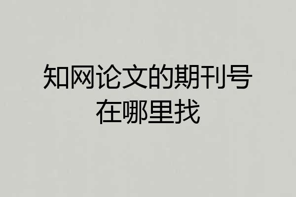 知网论文的期刊号在哪里找