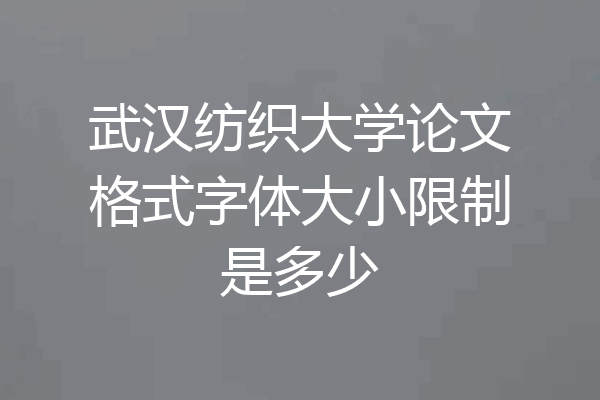 武汉纺织大学论文格式字体大小限制是多少