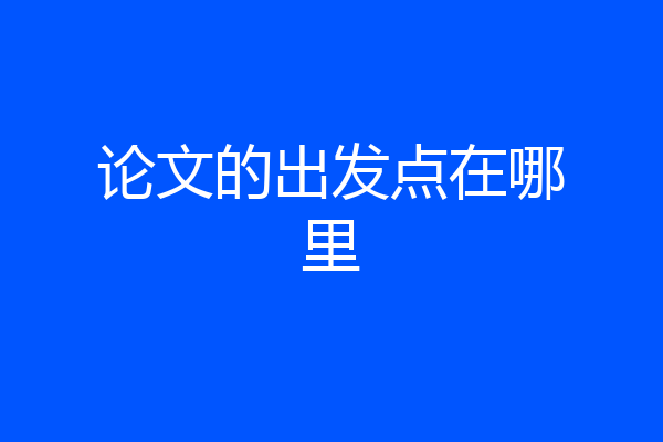 论文的出发点在哪里