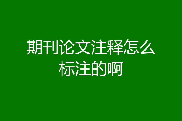 期刊论文注释怎么标注的啊