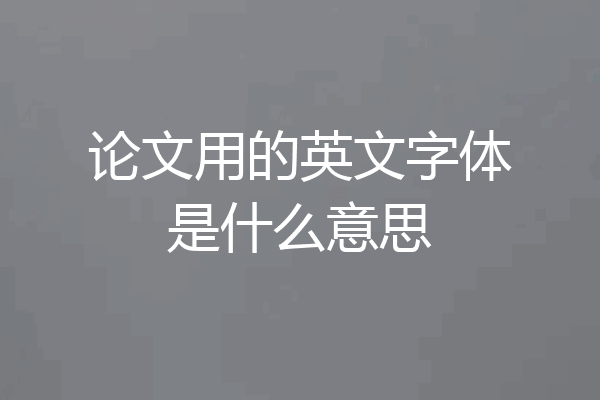 论文用的英文字体是什么意思