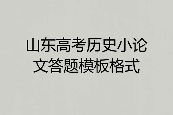 山东高考历史小论文答题模板格式