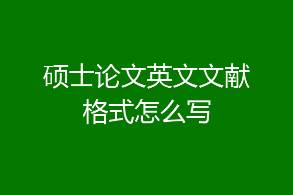 硕士论文英文文献格式怎么写