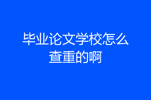 毕业论文学校怎么查重的啊