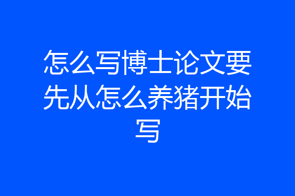 怎么写博士论文要先从怎么养猪开始写