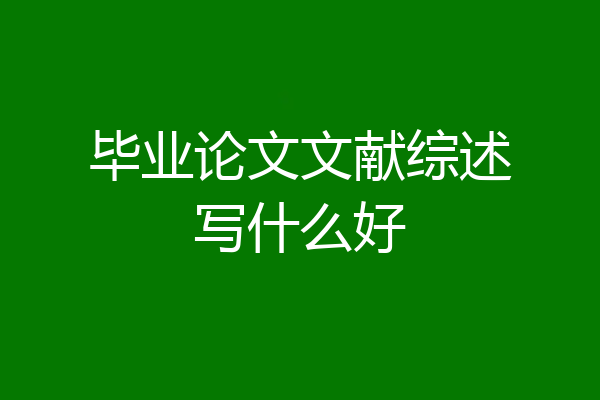 毕业论文文献综述写什么好