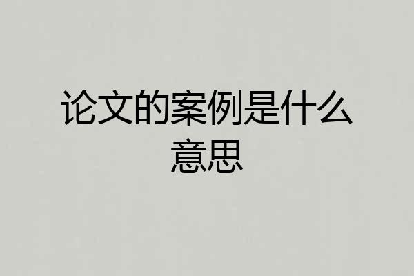 论文的案例是什么意思