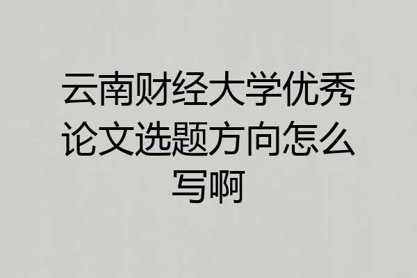云南财经大学优秀论文选题方向怎么写啊