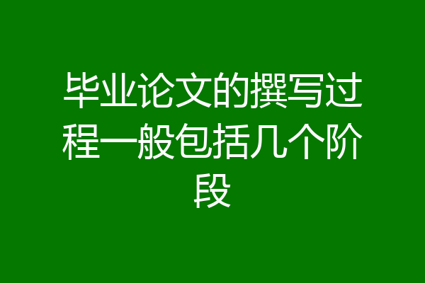 毕业论文的撰写过程一般包括几个阶段