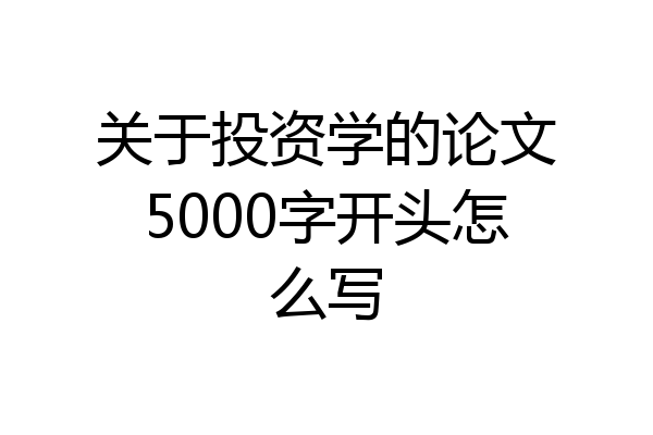 关于投资学的论文5000字开头怎么写