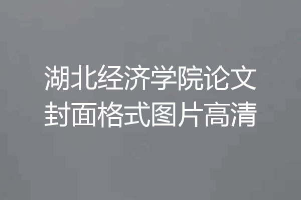 湖北经济学院论文封面格式图片高清
