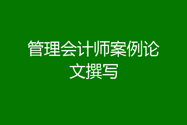 管理会计师案例论文撰写