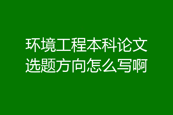 环境工程本科论文选题方向怎么写啊