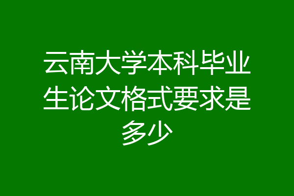 云南大学本科毕业生论文格式要求是多少