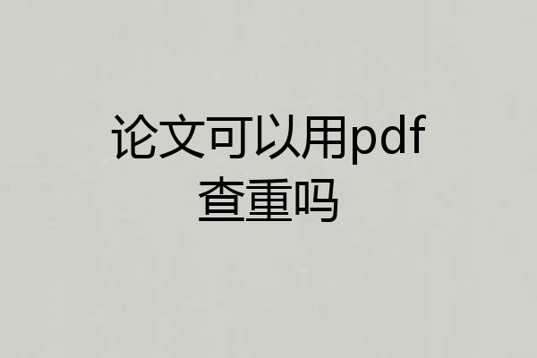 论文可以用pdf查重吗