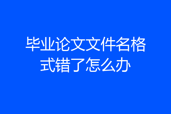 毕业论文文件名格式错了怎么办