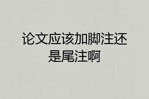 论文应该加脚注还是尾注啊