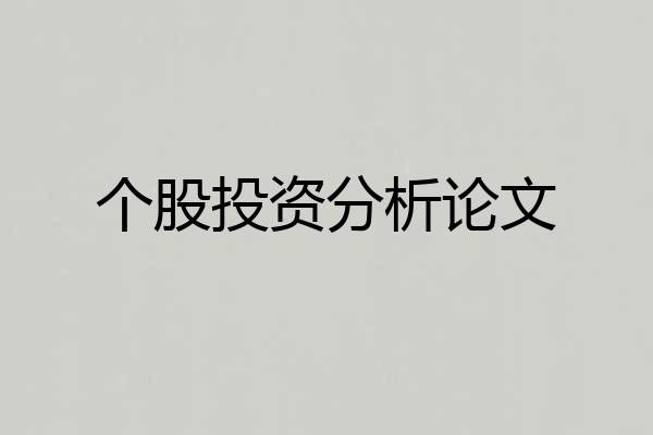 个股投资分析论文
