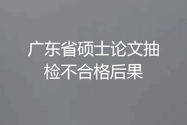 广东省硕士论文抽检不合格后果