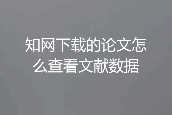 知网下载的论文怎么查看文献数据
