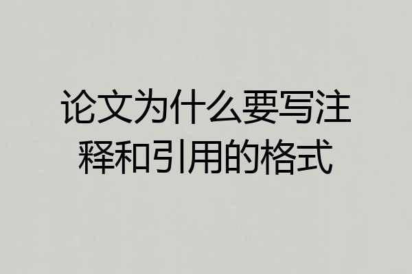 论文为什么要写注释和引用的格式