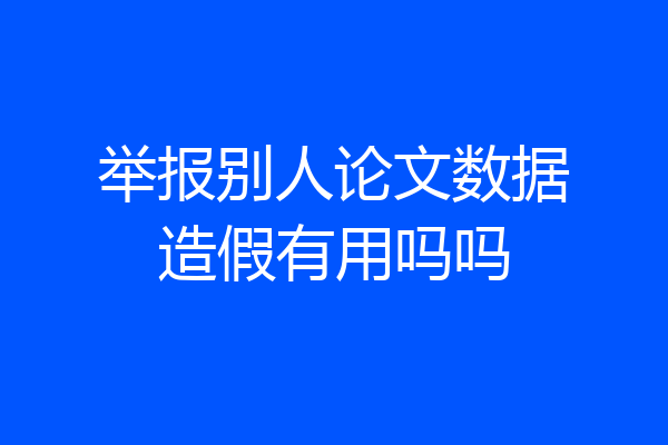 举报别人论文数据造假有用吗吗