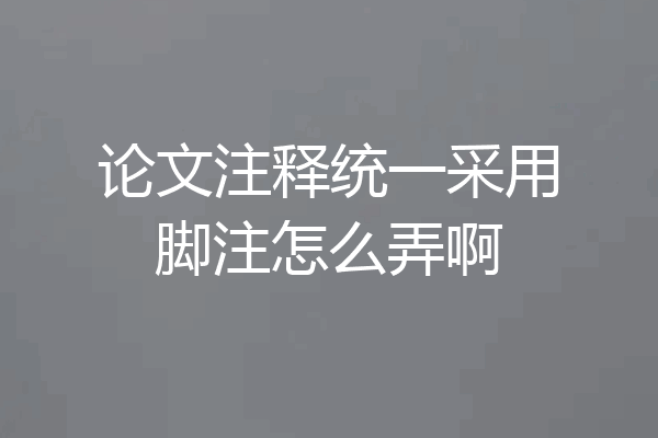 论文注释统一采用脚注怎么弄啊