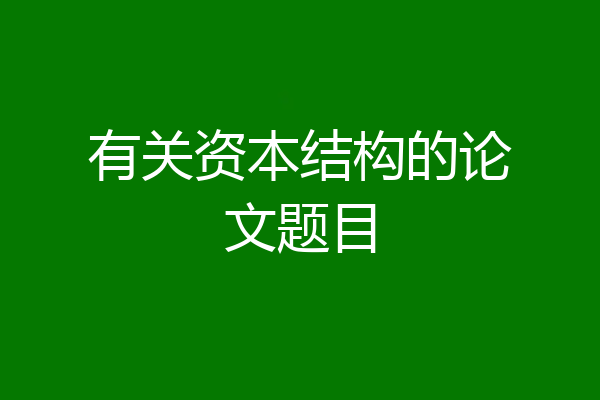 有关资本结构的论文题目