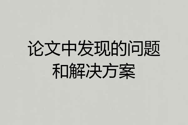 论文中发现的问题和解决方案