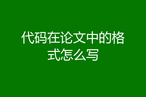 代码在论文中的格式怎么写