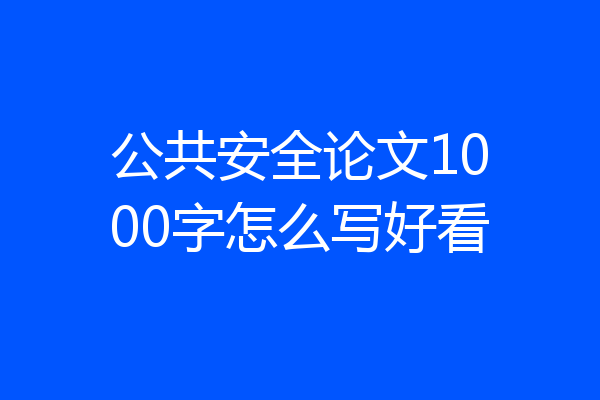 公共安全论文1000字怎么写好看