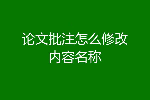 论文批注怎么修改内容名称